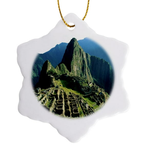 3drose, Peru Lost City of the Incas, 3 inch Snowflake Porcelain Ornament
