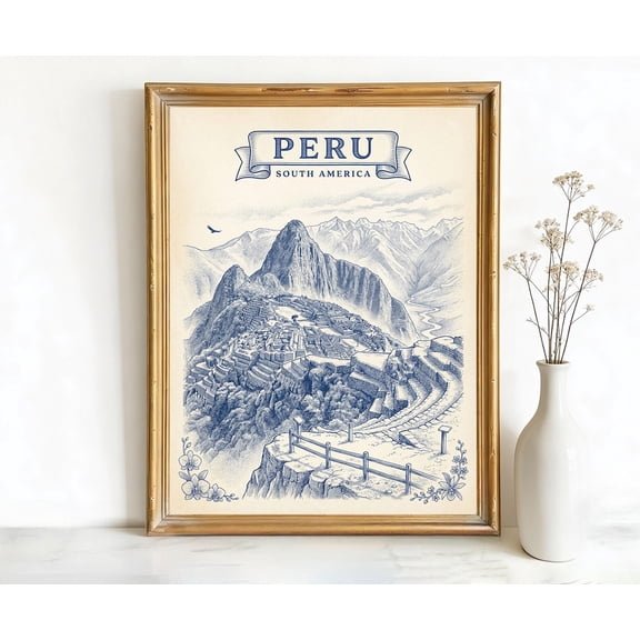 Peru Machu Picchu South America Rustic Engraving Decor Unframed Paper Print
