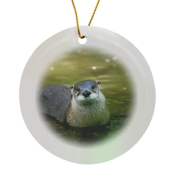 3drose, Peru, Manu River Region. Giant River Otter Wildlife - Sa17 Gje0120 - Gavriel Jecan, Circle Porcelain Ornament