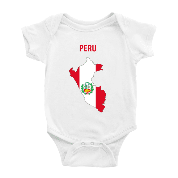 Peru Map Flag Cute Baby One-pieces (White, 6-12 Months)