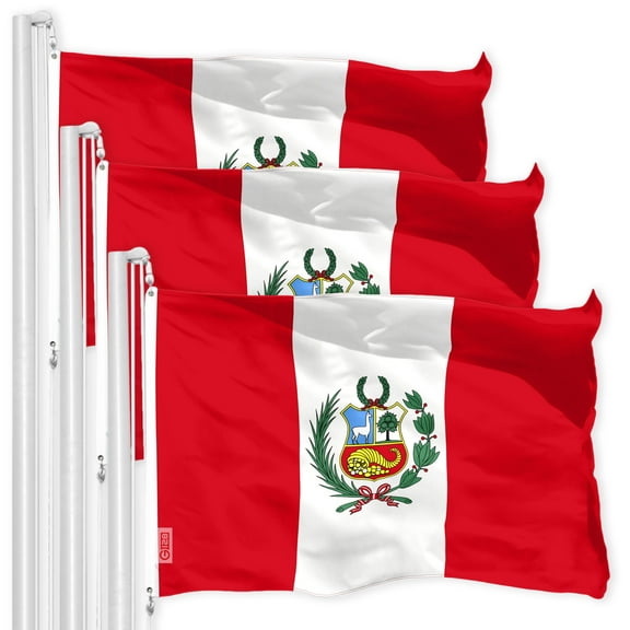 Peru Peruvian Flag 3x5FT 3-Pack 150D Printed Polyester By G128