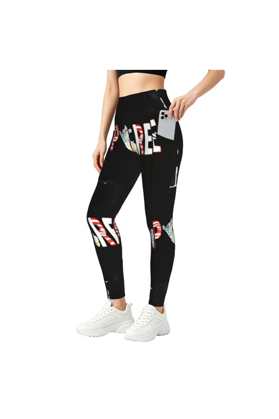 Peru Peruvian Flag High Waisted Yoga Pants with Pockets Leggings for Women Tummy Control Workout Leggings Large