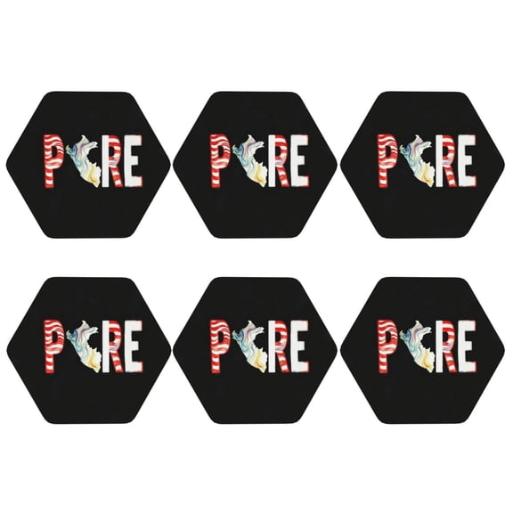 Peru Peruvian Flag Set of 6 Faux Leather 4 Inch Coasters Drinks Tabletop Home Dinning Hexagon