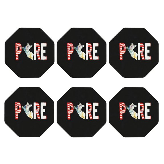 Peru Peruvian Flag Set of 6 Faux Leather 4 Inch Coasters Drinks Tabletop Home Dinning Octagon