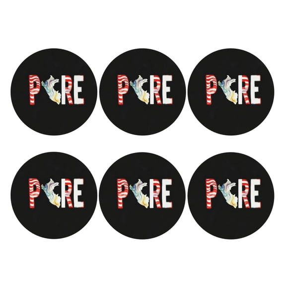 Peru Peruvian Flag Set of 6 Faux Leather 4 Inch Coasters Drinks Tabletop Home Dinning Round Shape