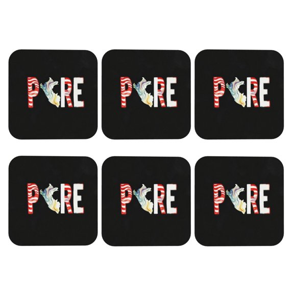 Peru Peruvian Flag Set of 6 Faux Leather 4 Inch Coasters Drinks Tabletop Home Dinning Square
