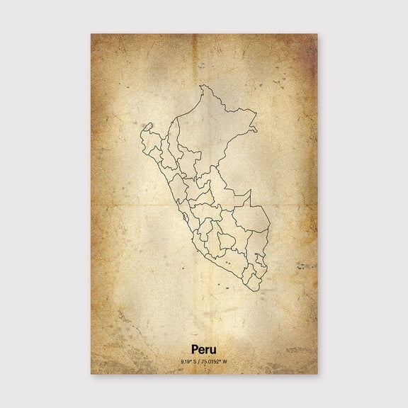 Peru Print, Peruvian Gift, Minimalistic Country Map Poster, PE Line Art, Geometric artfor Living Room Bedroom Office Farmhouse Neutral Home Artwork Ready to Hang 8x12 inch