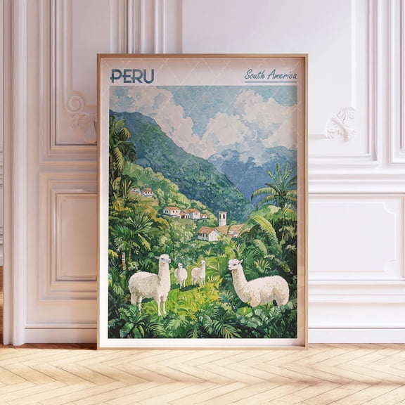 Peru South America Pastel Travel Unframed Paper Print