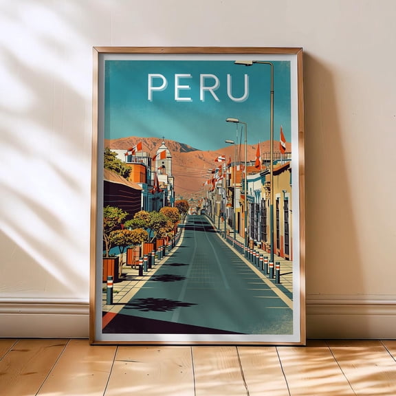 Peru Travel Poster, Peru Poster, South America Retro Wall Art, Bold Color Travel Wall, Home Gift , Poster Print Only