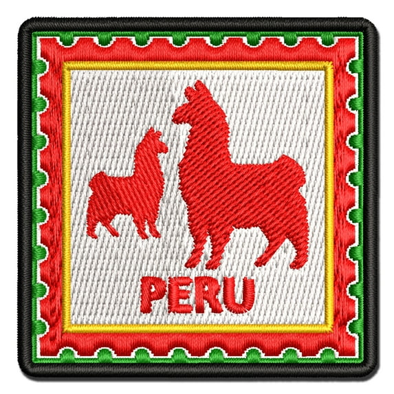 Peru Travel Vicunas Llamas Alpacas Guanacos Applique Multi-Color Embroidered Hook & Loop Patch - 2.5 Inch Small