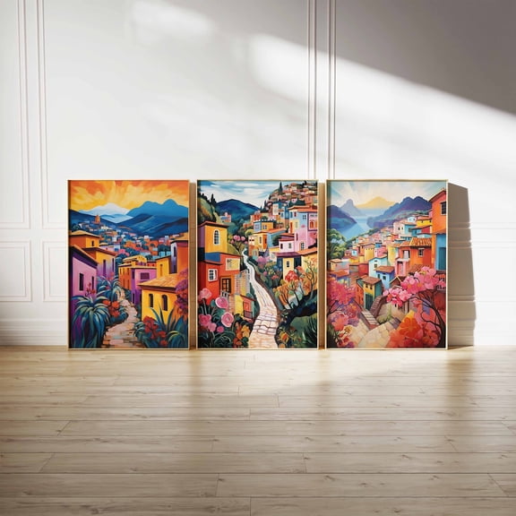Peru Vintage Peruvian Street Lima Art Indigenous art Folk Art Latin Wall Art Latin Decor Set 3 Unframed Paper Print