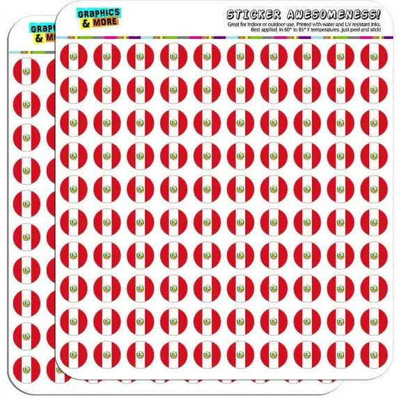 Peru With Seal National Country Flag 200 1/2" (0.5") Planner Calendar Scrapbooking Crafting Stickers
