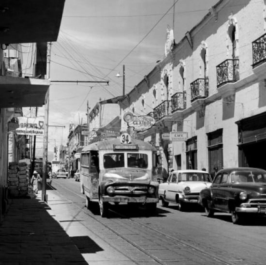 Peru bus on town street Canvas Art - (24 x 36)