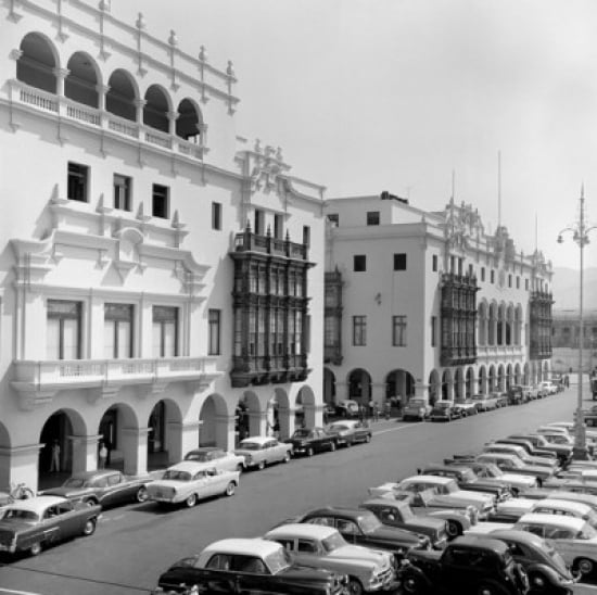 Peru cars parked on street Canvas Art - (24 x 36)