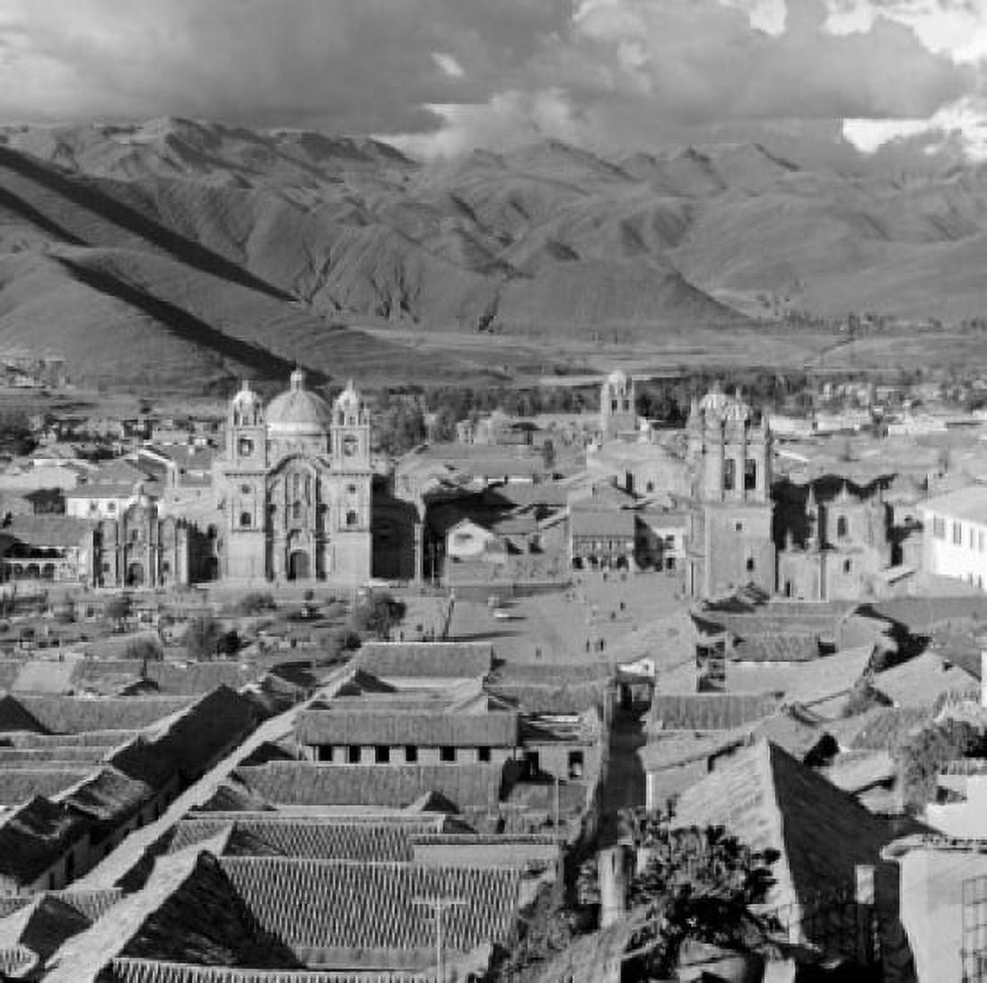 Peru elevated view of colonial city with mountain range in background Canvas Art - (24 x 36)