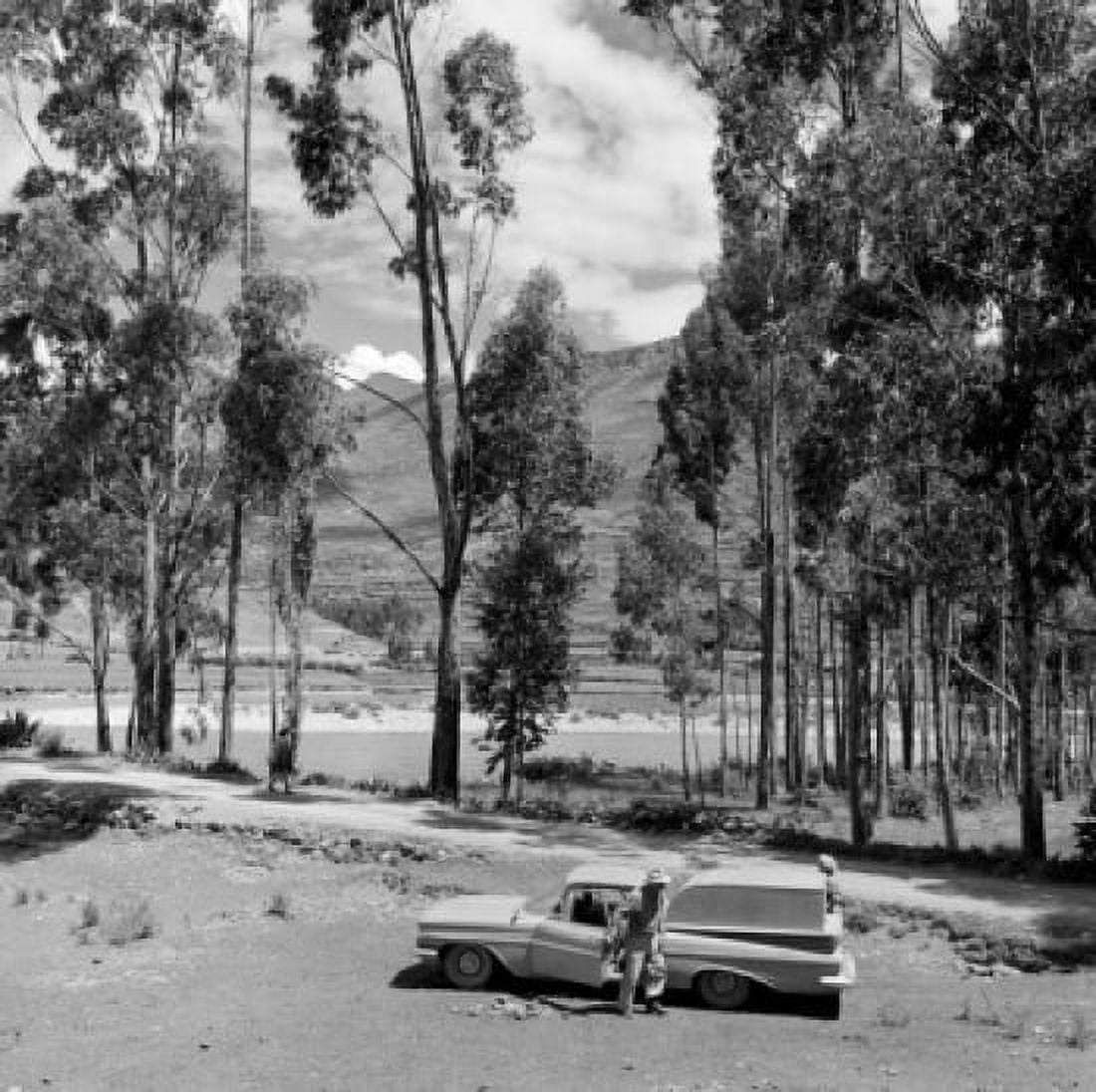 Peru man with his car on verge Canvas Art - (24 x 36)