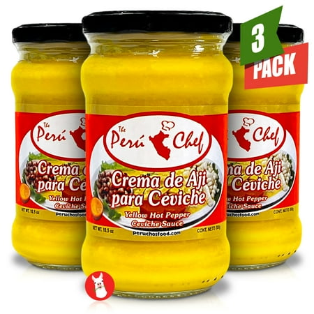 Peruchef Crema de Aji Para Ceviche 10.5 oz | Yellow Hot Pepper Ceviche Sauce 3 Pack