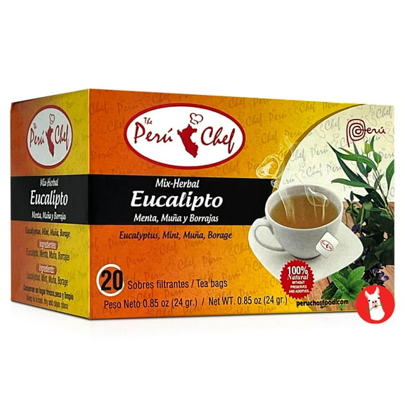 Peruchef Te Mix-herbal Eucalipto, Menta, Mua y Borraja | Peruvian 20 Eucalyptus Tea Bags