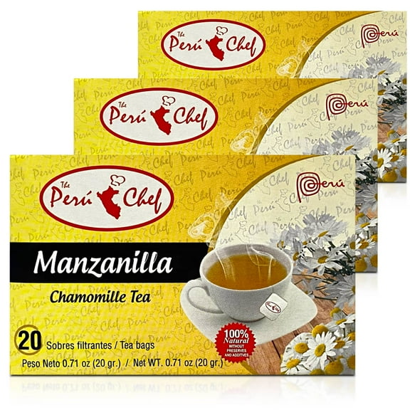Peruchef Te de Manzanilla 3 Pack | 60 Peruvian Chamomile Tea Bags 2.13 oz