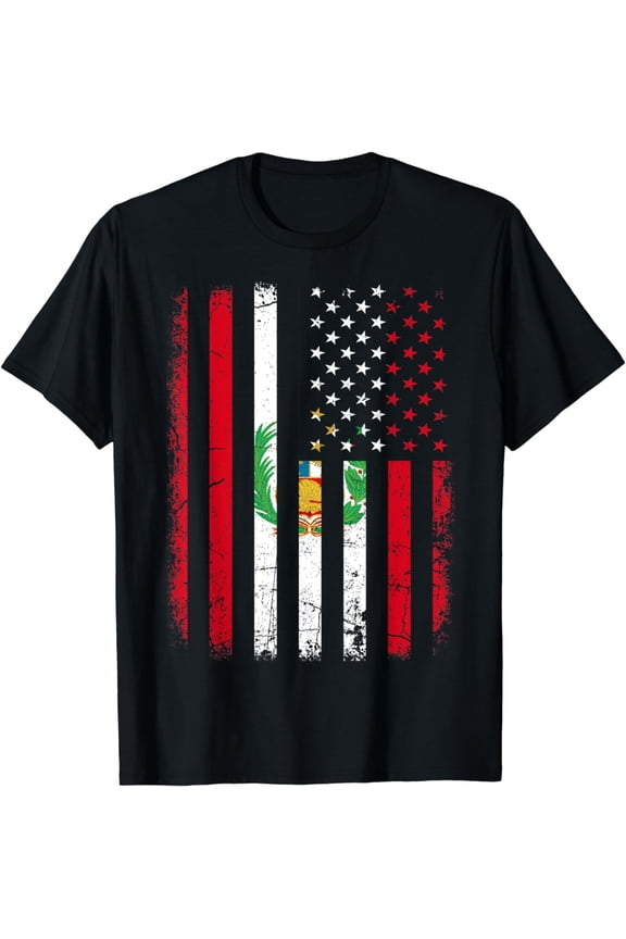 Peruvian American Flag Peruvian Roots Peru America T-Shirt