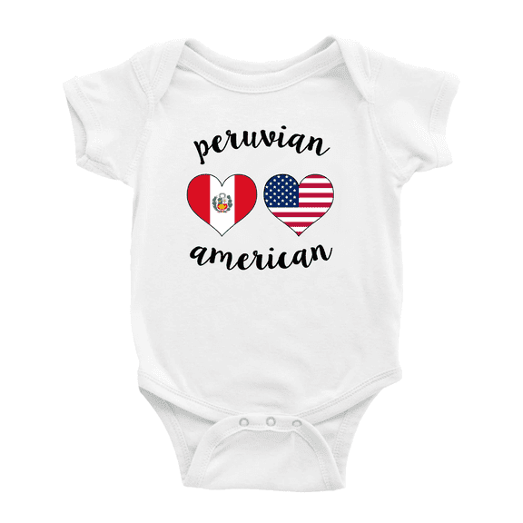 Peruvian American Flag Two Hearts Cute Baby Jumpsuits (White, 6-12 Months)