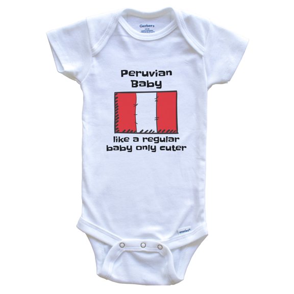 Peruvian Baby Like a Regular Baby Only Cuter Funny Peru Flag Baby Bodysuit, 6-9 months white