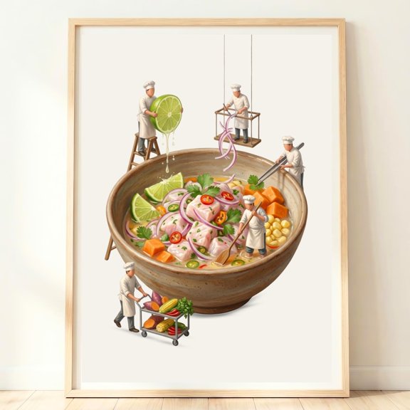 Peruvian Ceviche Wall Art Peru Gift Kitchen Print Lime Ceviche Poster Whimsical Kitchen Art, Poster Only