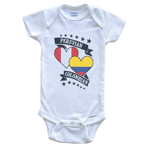 Peruvian Colombian Heart Flags Peru Colombia Baby Bodysuit, 0-3 months white
