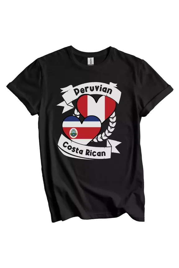 Peruvian Costa Rican Heart Flags Peru Costa Rica T-Shirt Gift for Men Women Unisex Tee