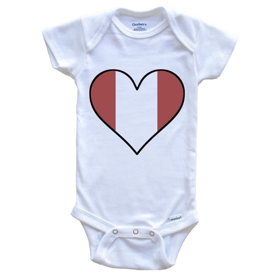 Peruvian Flag Baby Bodysuit - Cute Peruvian Flag Heart - Peru Baby Bodysuit, 6-9 Months White