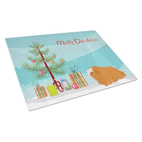 Peruvian Guinea Pig Merry Christmas Glass Cutting Board - Large