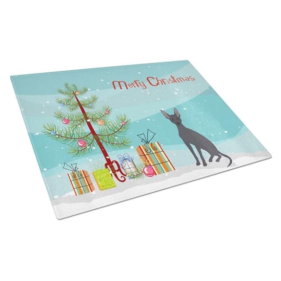 Peruvian Hairless Dog Christmas Tree Glass Cutting Board - Large