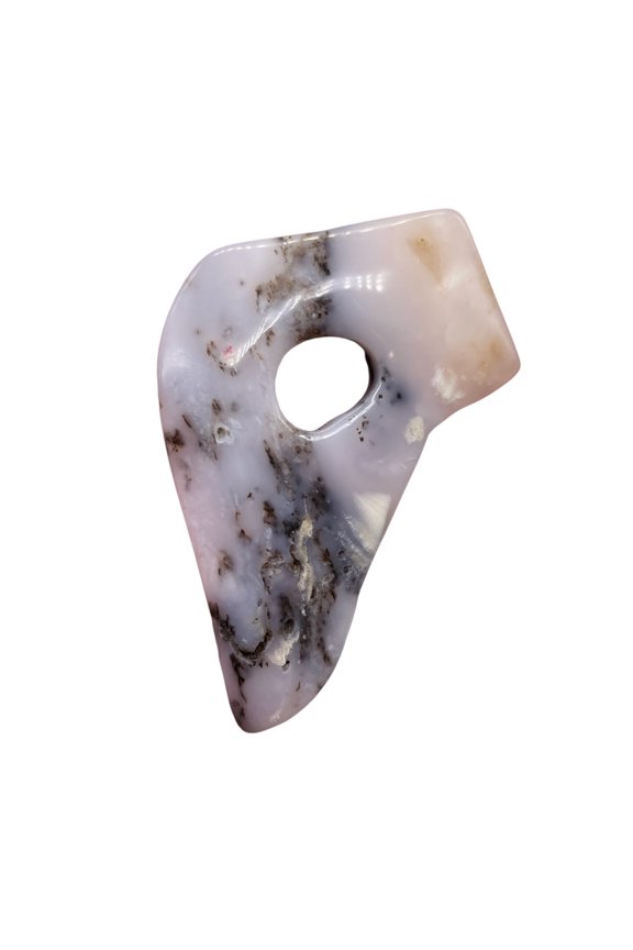 Peruvian Opal 27g Abstract Cut | 66x45x8mm | White. Gray, Pink | 1 Pendant Bead|