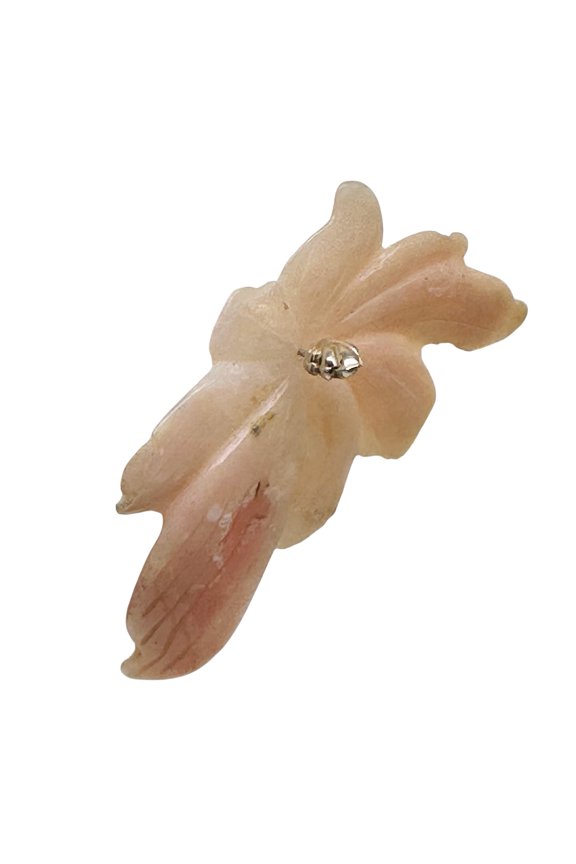 Peruvian Opal 32ct Carved Flower Pendant Bead | 35x60x3mm | Pink | 1 Bead |