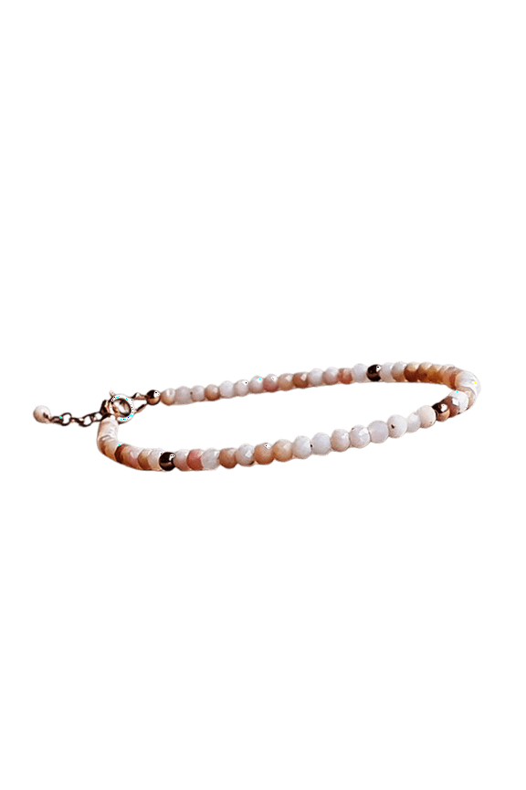 Peruvian Opal 3mm Round Shape Smooth Cut Beads 7 inch Adjustable Silver Plated Clasp Bracelet for men, women, unisex. Link Chain Stacking Bracelet.|LINK_05376