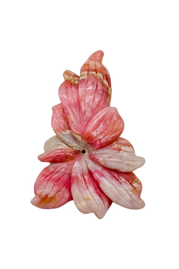 Peruvian Opal Flower Pendant | 65x45x7mm | Pink White | 1 Bead