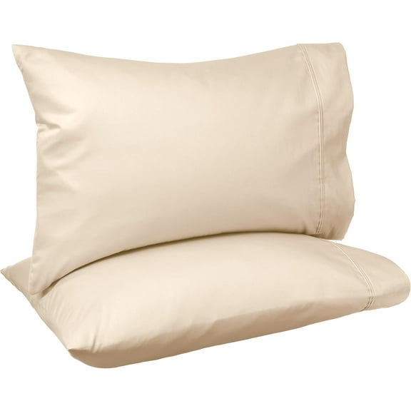 Peruvian Pima Cotton Pillowcases, Queen Size 2-Piece Pillow Case Set Real 400 Thread Count Luxury Envelope Closure 20x30 Pillowcases Set of 2, Hotel Quality (Solid, Beige)
