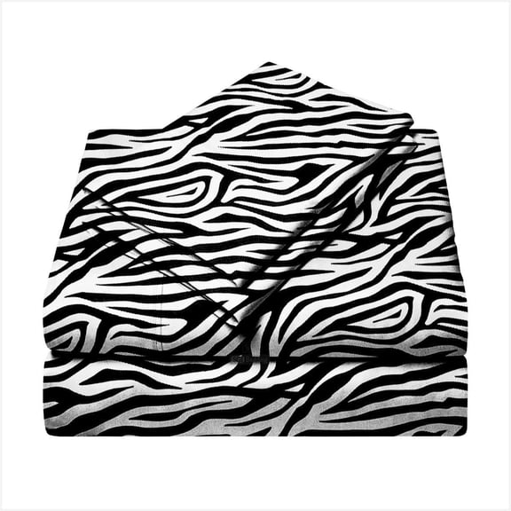 Peruvian Pima Cotton Sheets, King Sheet Set Real 400 Thread Count Luxury 4 PC Bedding Set, Hotel Quality Sateen Weave, fits up to 18-21" Elasticized Deep Pocket (Solid, Zebra Print)