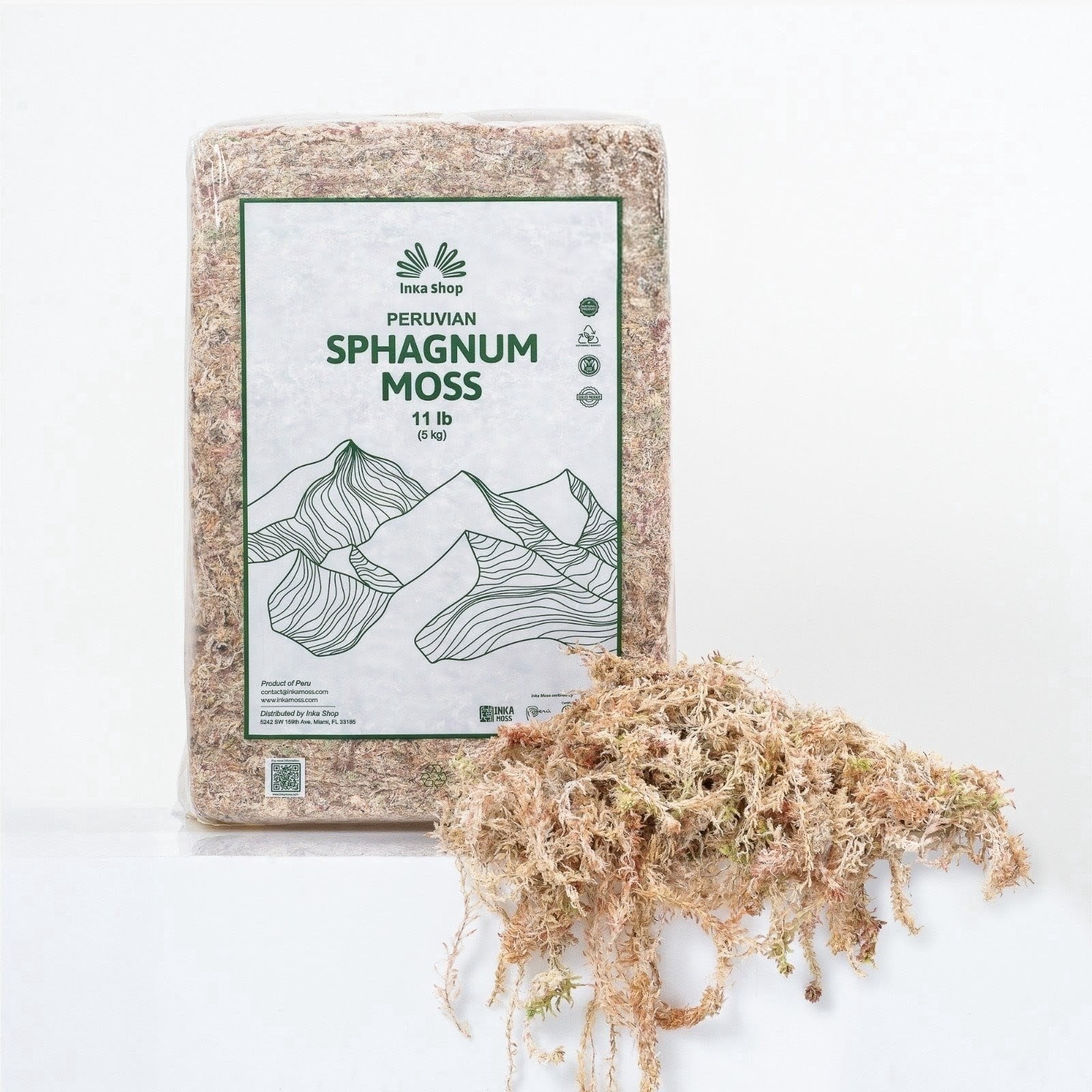 Peruvian Sphagnum Moss 5 kg / 11 lb, 3A quality, Premium long fiber potting