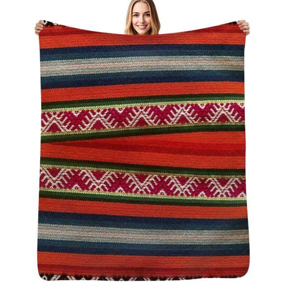 Peruvian Textile Pattern Flannel Blankets Soft Warm Throw Blanket Autumn Camping Bedroom Aesthetic Bedspread