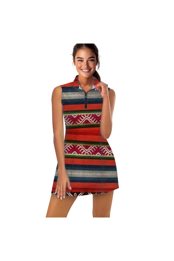 Peruvian Textile Pattern Sports Dresses Women Tennis Dress Outdoor Badminton Golf Quick-Drying And Breathable Sports Dress