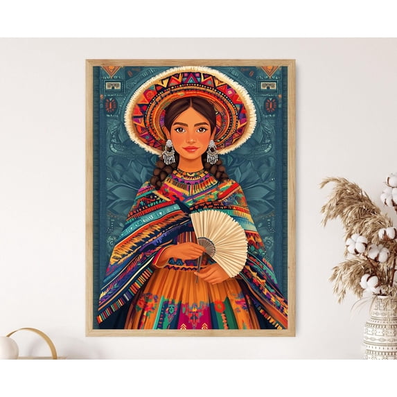 Peruvian Woman Illustration Andean Hand Fan Traditional Folk Textiles ...