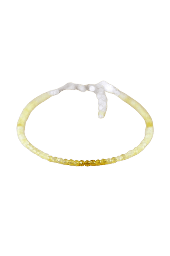 Peruvian Yellow Opal 2.5mm Rondelle Shape Faceted Cut Beads 7 inch Adjustable Silver Plated Clasp Bracelet for men, women, unisex. Link Chain Stacking Bracelet.|LINK_05387