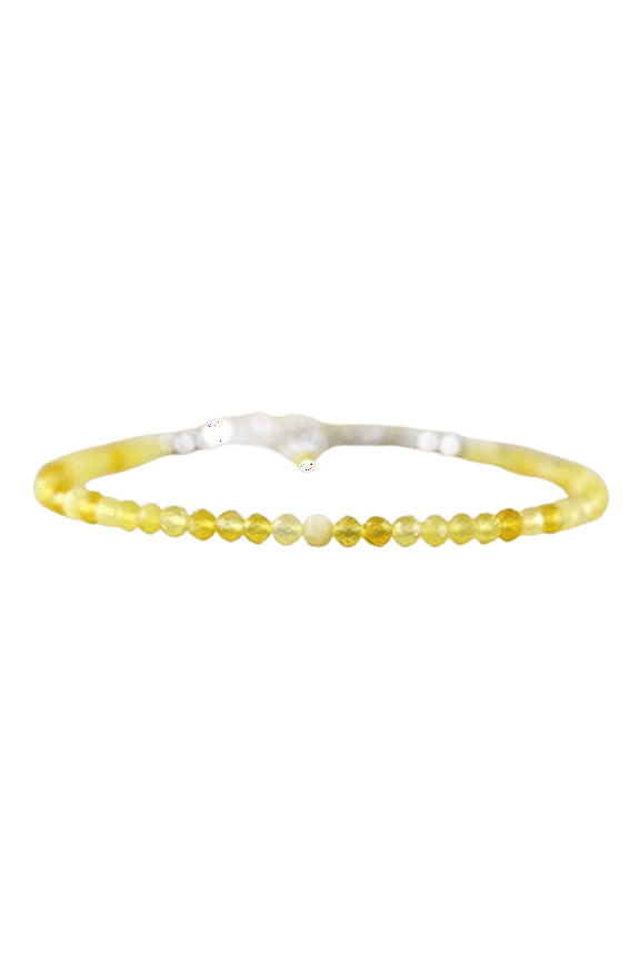 Peruvian Yellow Opal 3mm Rondelle Shape Faceted Cut Beads 7 inch Adjustable Silver Plated Clasp Bracelet for men, women, unisex. Link Chain Stacking Bracelet.|LINK_05388