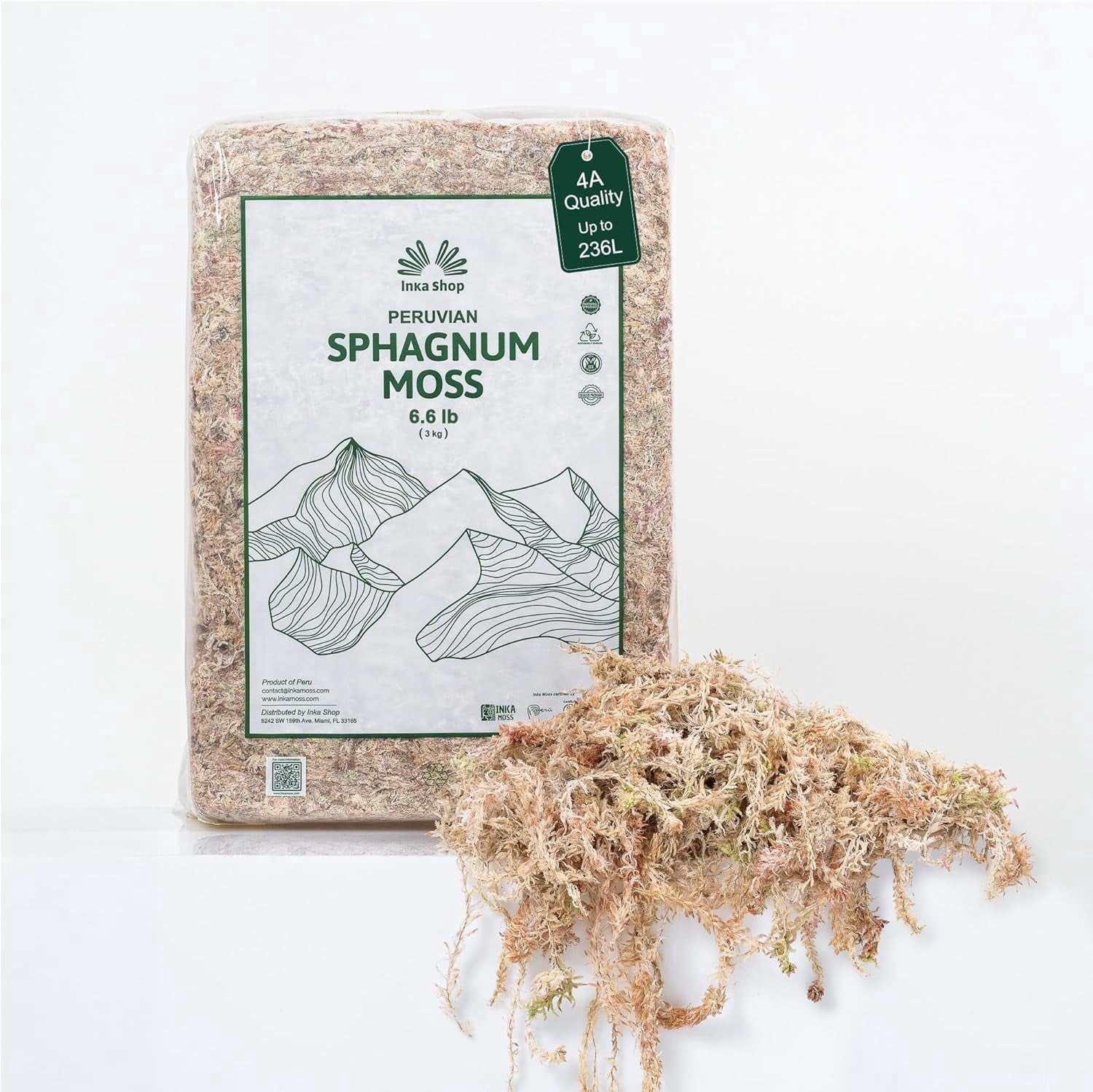 Peruvian Sphagnum Moss 3 kg / 4A quality, Premium Long Fiber Potting, New Presentation