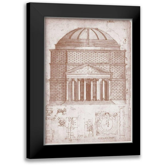 Peruzzi, Baldassare 11x14 Black Modern Framed Museum Art Print Titled - Section of the Pantheon