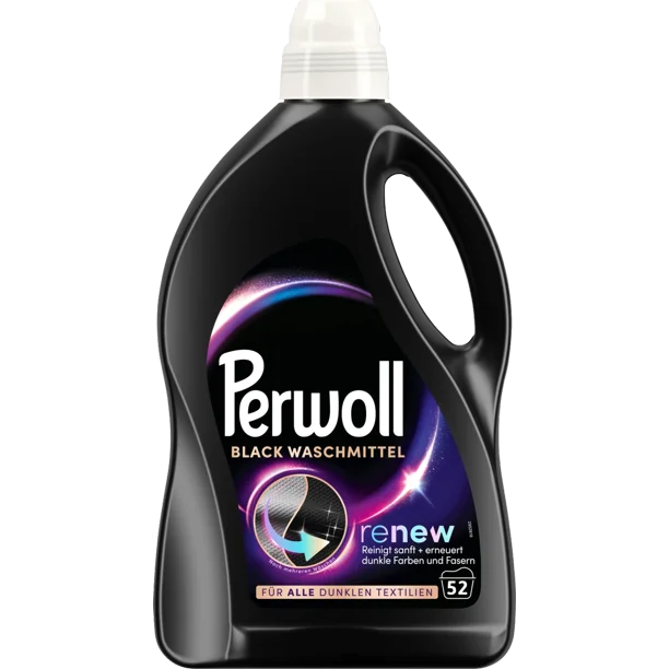 Perwoll Black detergent (52 wash loads) fine detergent cleans dark colors and fibers gently and renewed for all dark textiles with triple-renew