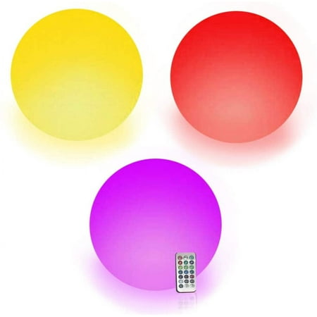 Pery Inflatable LED Light Up Beach Waterproof Ball Light with Remote Outdoor Pool Party 13 Colors Changing Up Floating Inflatable 16'' Beach Ball for Home Pool Party Patio Garden