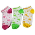 thumbnail image 1 of Pesail Starry Hot Pink, Lavender, and Blue Girls Sock Set (3 Pairs, Size 6-8), 1 of 1