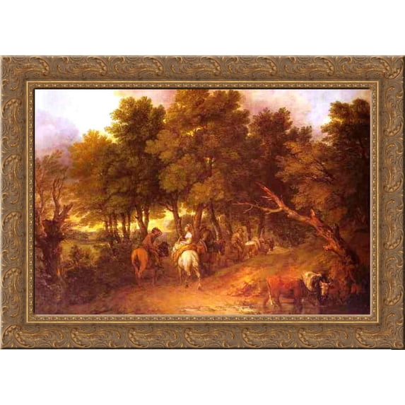 Pesants Returning from Market 24x18 Gold Ornate Wood Framed Canvas Art by Thomas Gainsborough